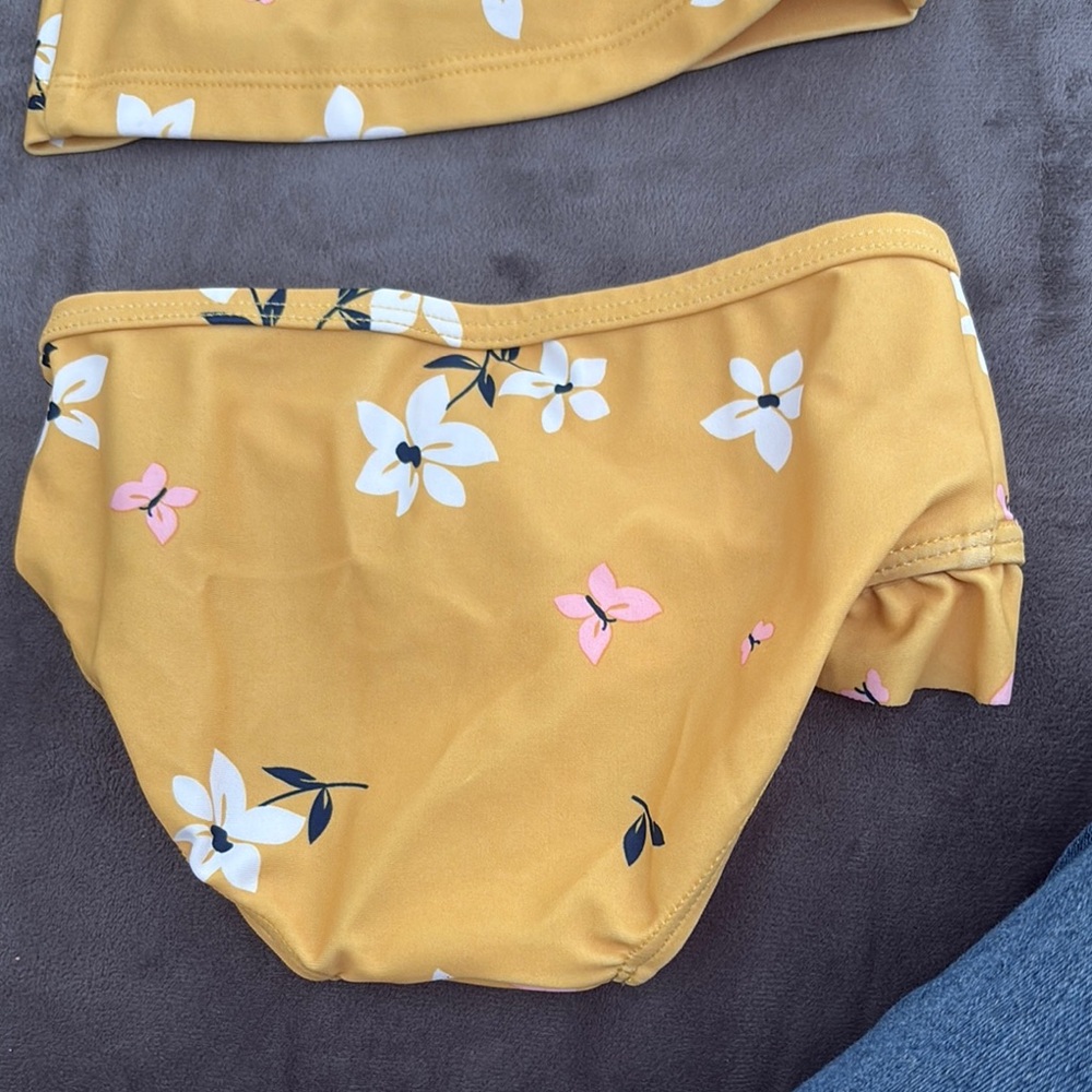 Carters Floral Yellow Kids Swim Set size 6 months - Picture 5 of 9